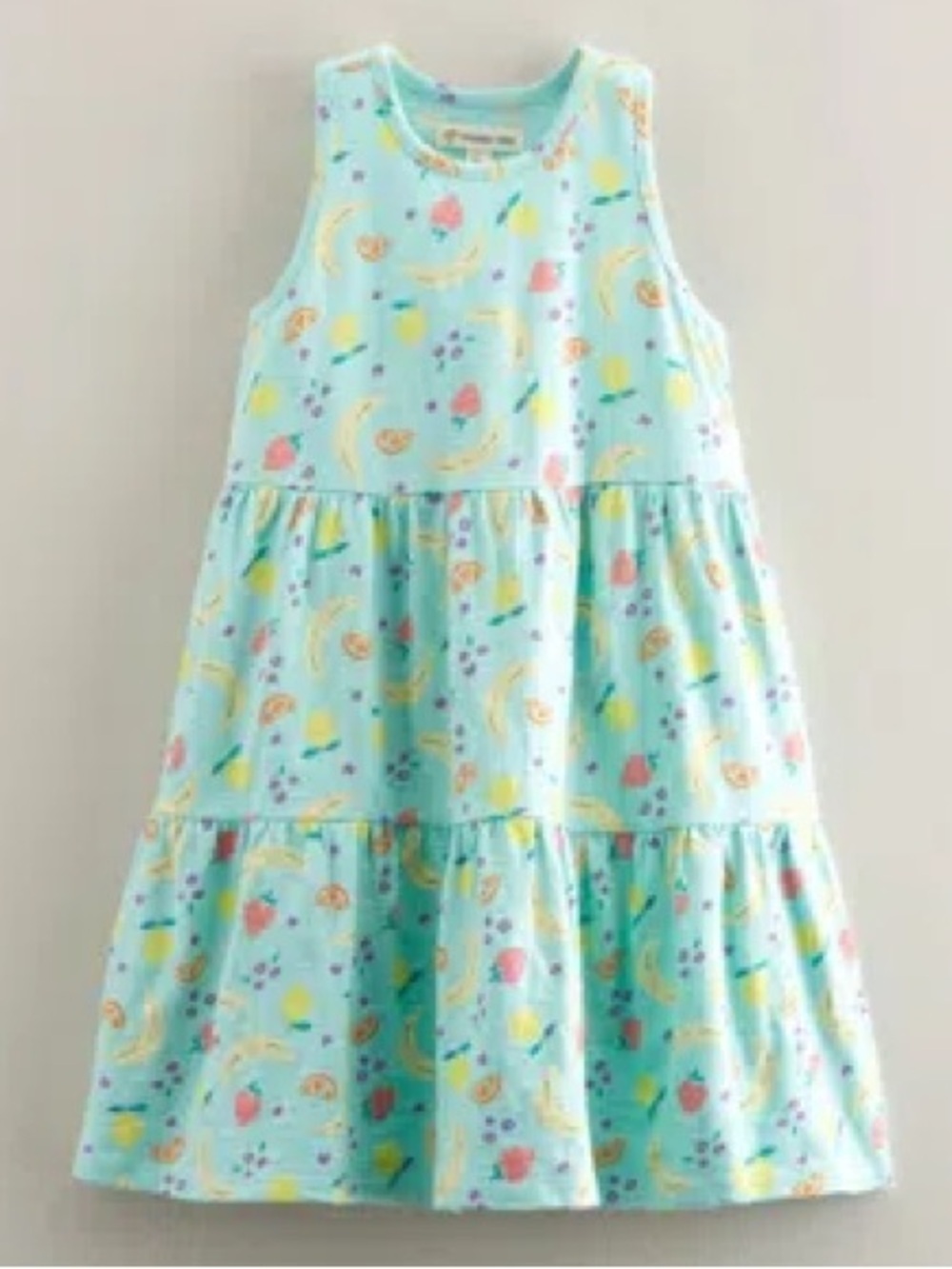 Tucker + Tate Girls Fruit Print Tiered Cotton Dress Size 8 Sleeveless